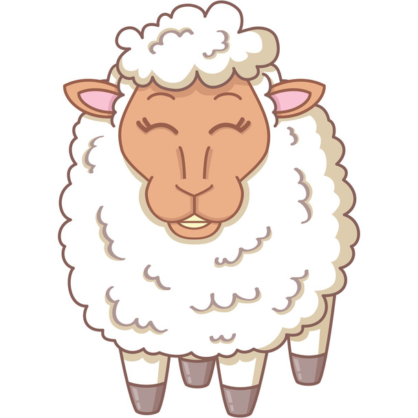 Счастливая белая овца
 - Вектор,изображение