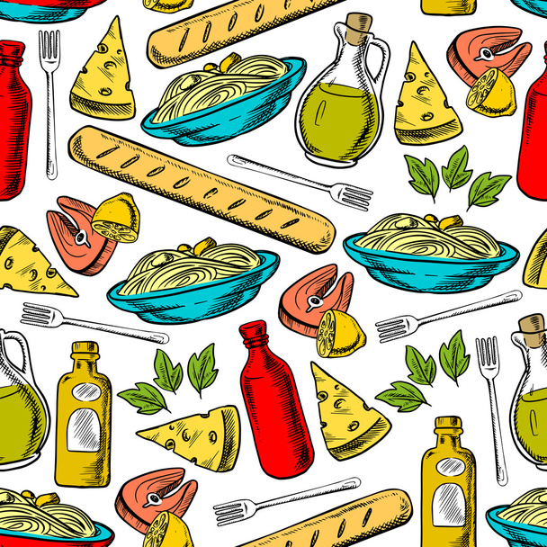 Italiaanse keuken lunch naadloze patroon - Vector, afbeelding