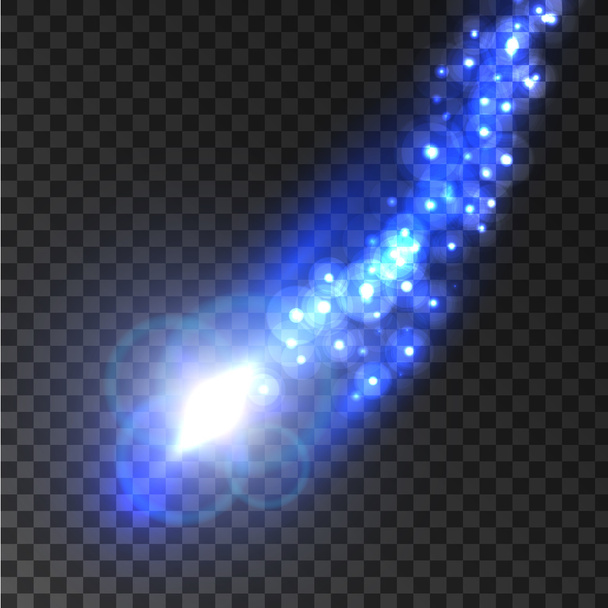 Strzelanie gwiazda lub kometa z efektami świetlnych, flary - Wektor, obraz