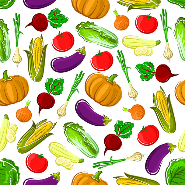 Ripe healthy organic vegetables seamless pattern - Vector, Image