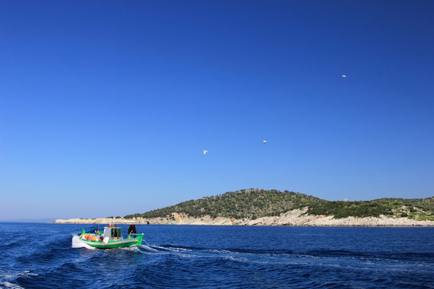 Fishing boat in the Ionian sea - Fotoğraf, Görsel