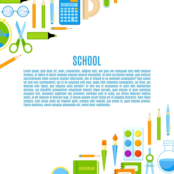 Banner escolar con suministros de diseño vectorial
. - Vector, Imagen