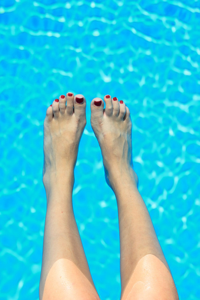 woman beauty legs in the pool - Photo, image
