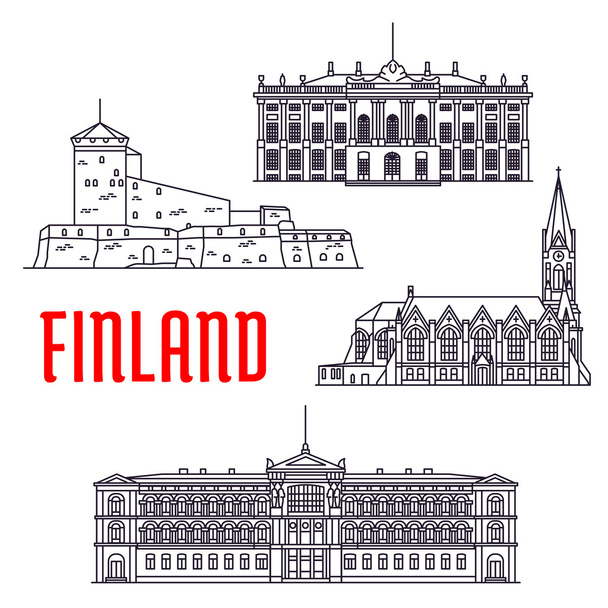 Reis bezienswaardigheden van Finland en Denemarken icon - Vector, afbeelding