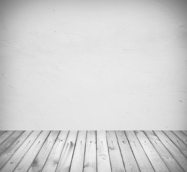interior room with white wall and wooden floor - Fotoğraf, Görsel