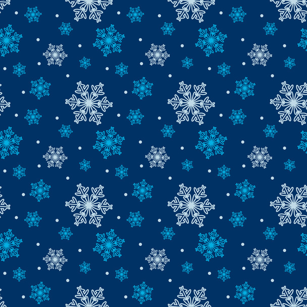 Seamless blue pattern with snowflakes - Vector, Image