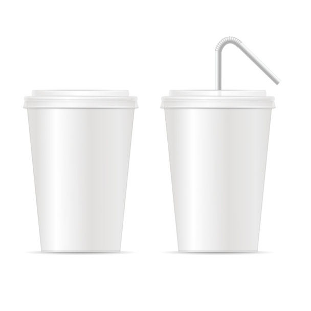 Paper Cup Template for Soda Set. Vector - ベクター画像