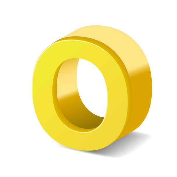3d yellow letter O - Vetor, Imagem
