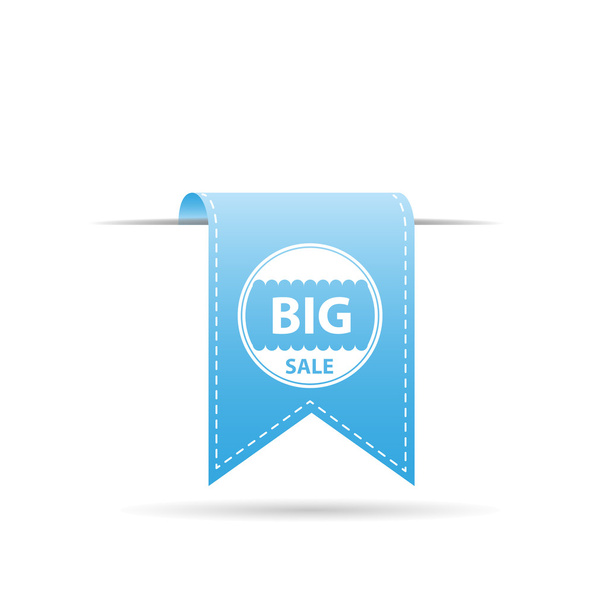 grote verkoop van glanzend blauw gebogen opknoping lint banner eps10 - Vector, afbeelding