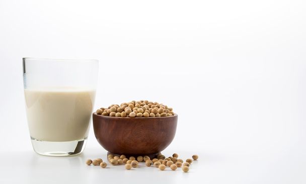 soy milk on white background - Valokuva, kuva