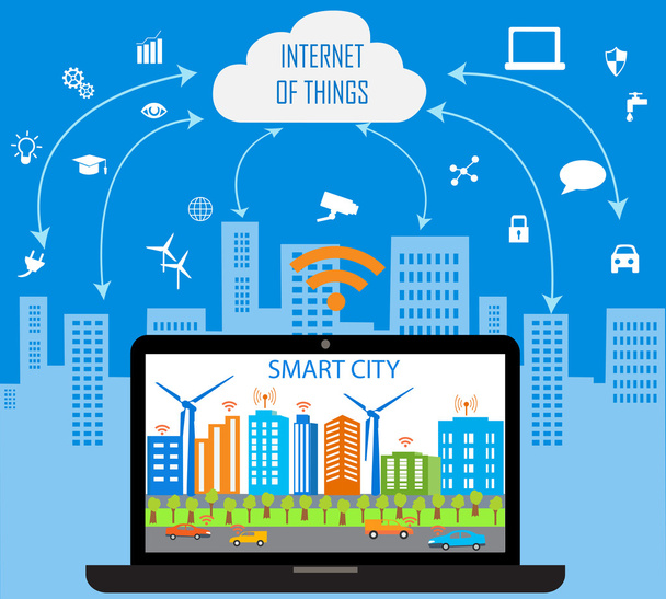 Konzept Smart City und Internet der Dinge - Vektor, Bild