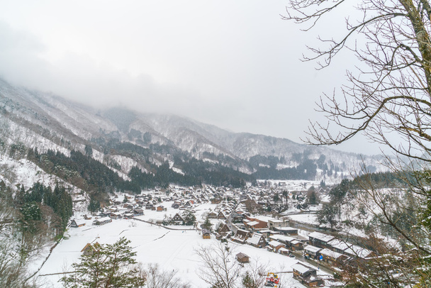 Winter Of Shirakawago with snow falling , Japan - Zdjęcie, obraz