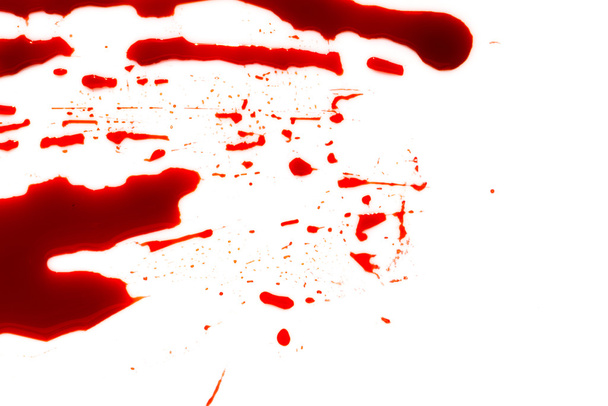Concepto de Halloween: Salpicadura de sangre sobre fondo blanco
 . - Foto, Imagen