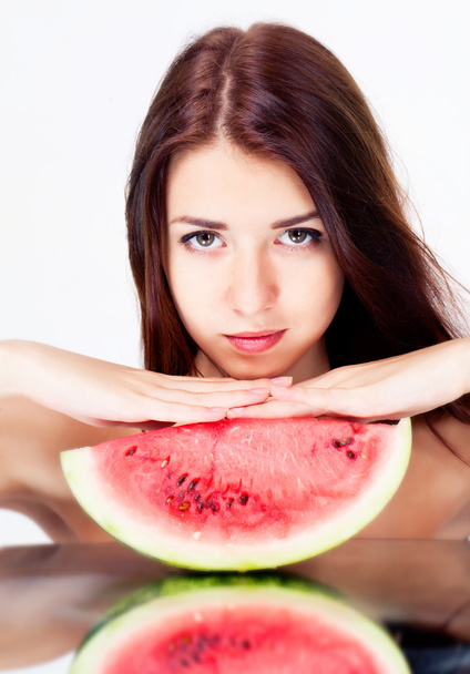 Girl with watermelon - 写真・画像