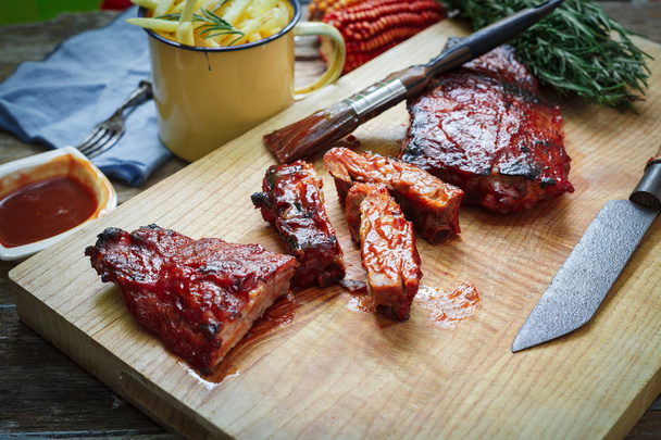 Pork ribs on table - Photo, Image