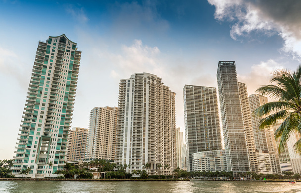 Brickell Key, Miami. Skyline do centro da cidade
 - Foto, Imagem