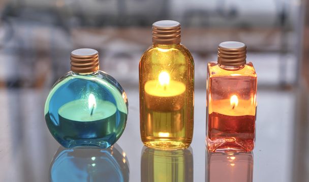 Perfume bottles Blue Red and Yellow - Foto, Imagem
