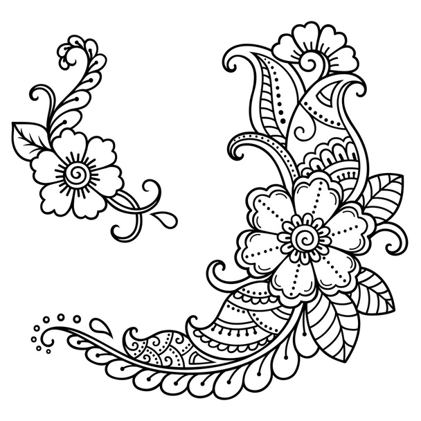 Plantilla de flores de tatuaje de henna. Mehndi
. - Vector, Imagen