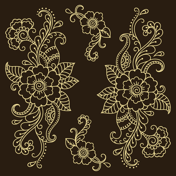 Plantilla de flores de tatuaje de henna. Mehndi
. - Vector, imagen