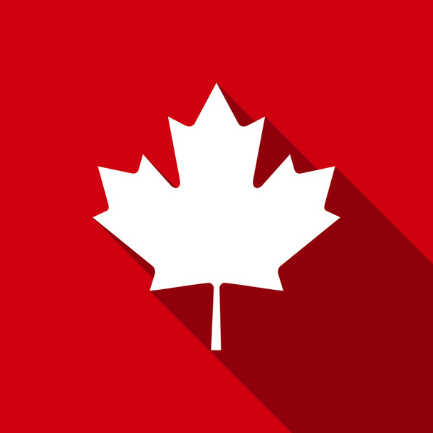 Canadian Maple Leaf płaskie ikona z długim cieniem. Ilustracja wektorowa - Wektor, obraz