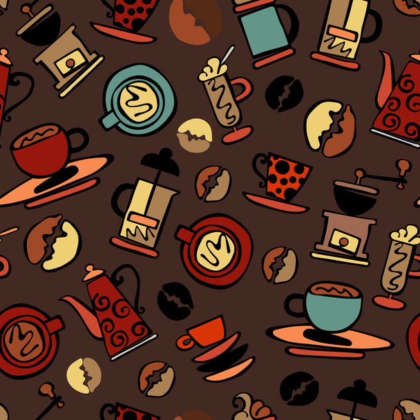 Coffee. Set. Coffee and coffee cup. Seamless vector pattern (background). - Vektor, kép