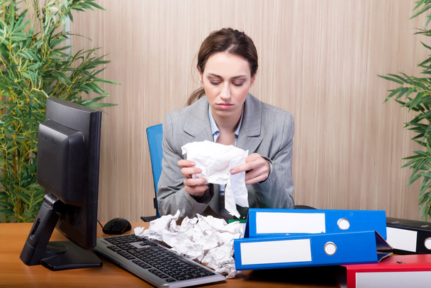 Busy businesswoman in the office under stress - Photo, Image