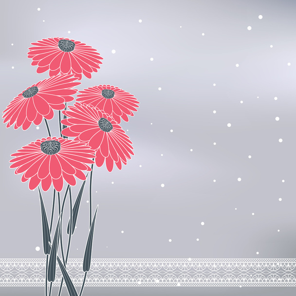 Pink flowers on gray - Vector, Image