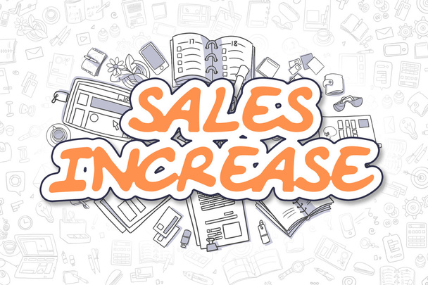 Aumento de ventas - Texto naranja de dibujos animados. Concepto de negocio
. - Foto, imagen