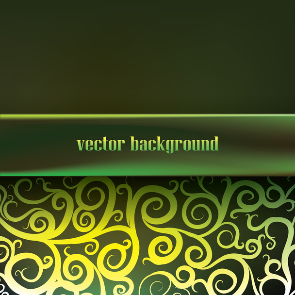 green  background with swirls and patterns, - Vektori, kuva