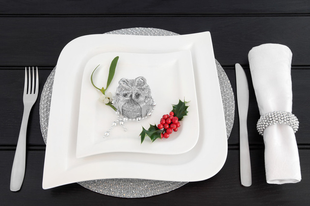 table de dîner de Noël réglage - Photo, image