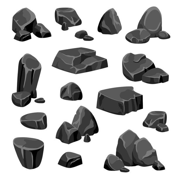 Schwarze Felsen und Steine - Vektor, Bild