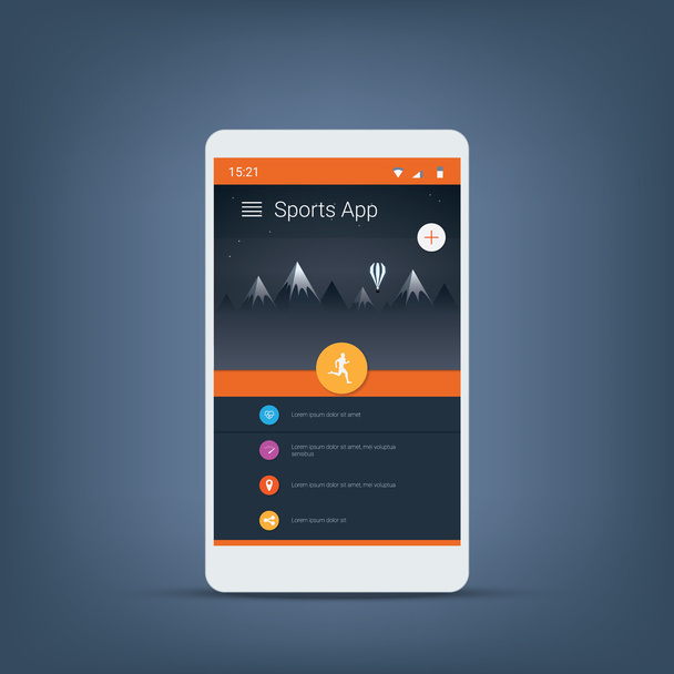 Fitness tracker smartphone user interface vector icons for sports applications. - Vektor, Bild