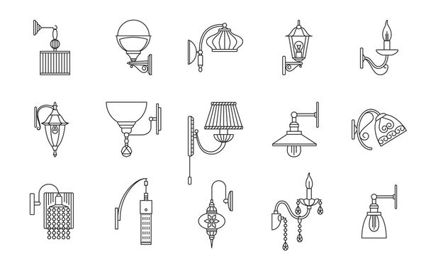 Wall lamps line icons set. Vector illustration - Vector, Image