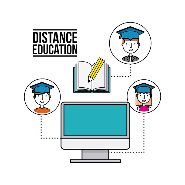 distance education flat icons - Vector, Image