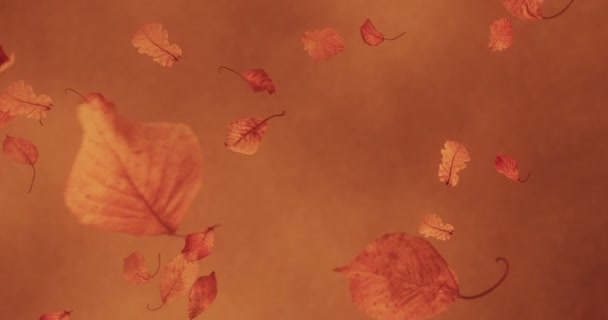 Jesienne liście, spada na brązowym tle - Materiał filmowy, wideo