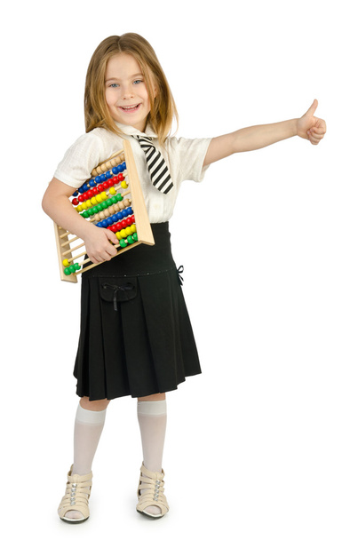 Girl with abacus on white - Photo, Image