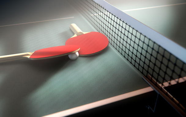 Table de ping-pong et pagaies
 - Photo, image