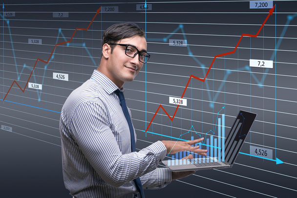 Young businessman in online trading concept - Photo, Image