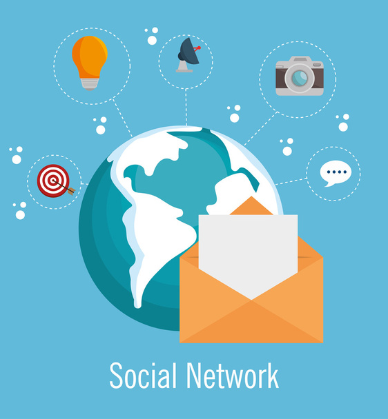 szociális média hálózati globe elszigetelt - Vektor, kép