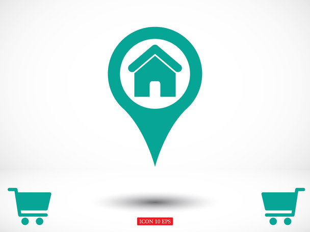 Map pointer house icon - Vector, Image