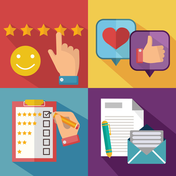 Business customer care service concept, rating sul servizio clienti e recensione set banner piatto
 - Vettoriali, immagini