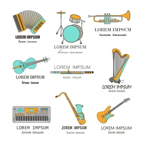 Instrumentos de música conjunto de iconos de línea delgada para web y móvil
. - Vector, imagen