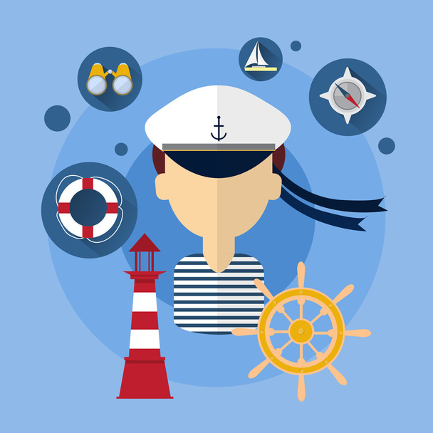 Sailor Man Ship Crew Icon - Vector, afbeelding
