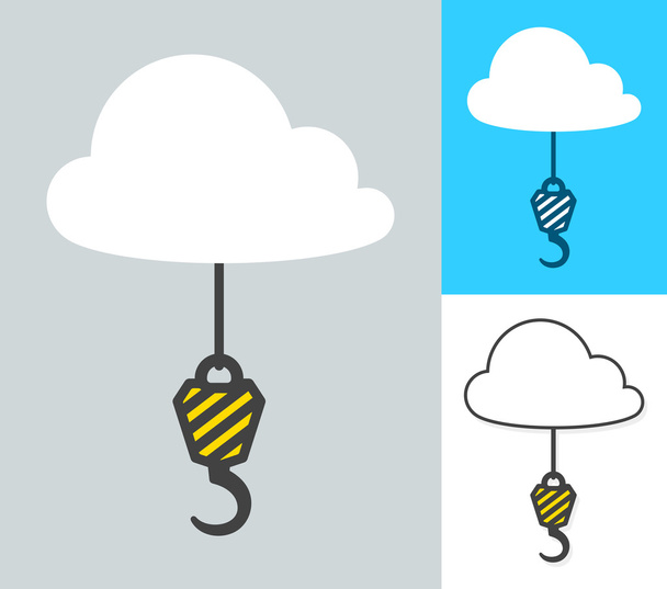 Collage of crane hooks attached to clouds - Vector, Image