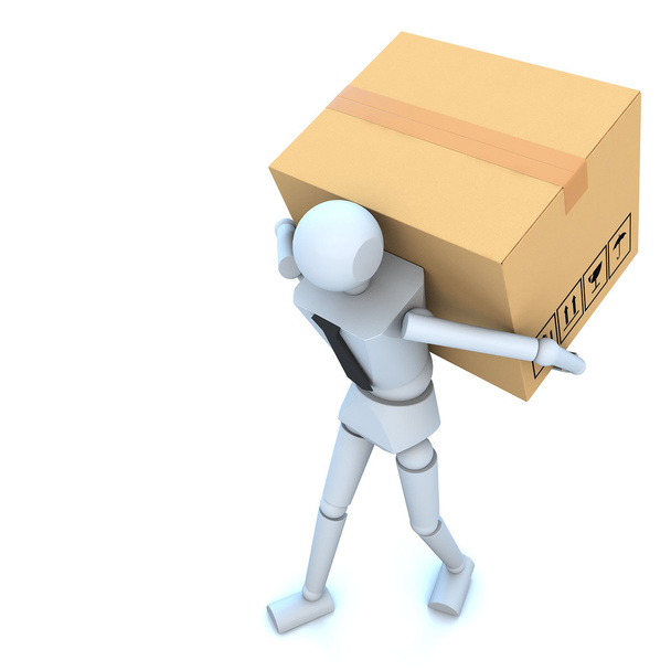 3d business man with cardboard boxes in his hand - Foto, imagen