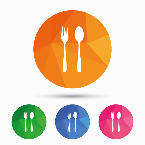 Eat sign icon. Dessert fork and teaspoon. - Διάνυσμα, εικόνα