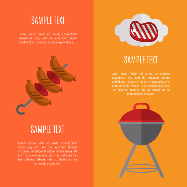 Barbecue grill vertical banners set - Vecteur, image
