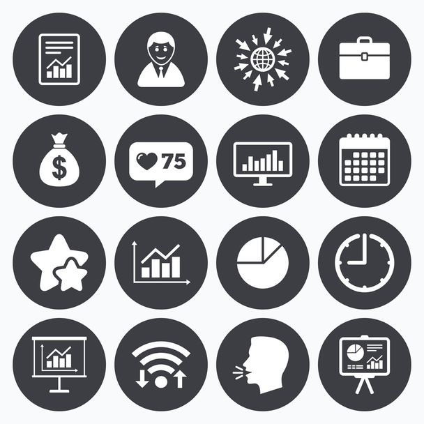 Statistics, accounting icons. Charts signs. - Vector, afbeelding