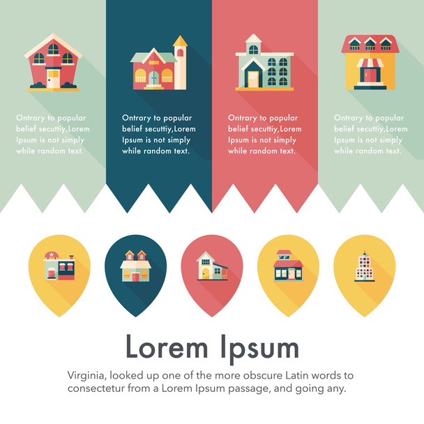 Building and store icons set - Vector, Image
