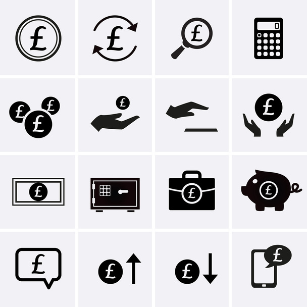 Pond Finance en geld pictogrammen - Vector, afbeelding